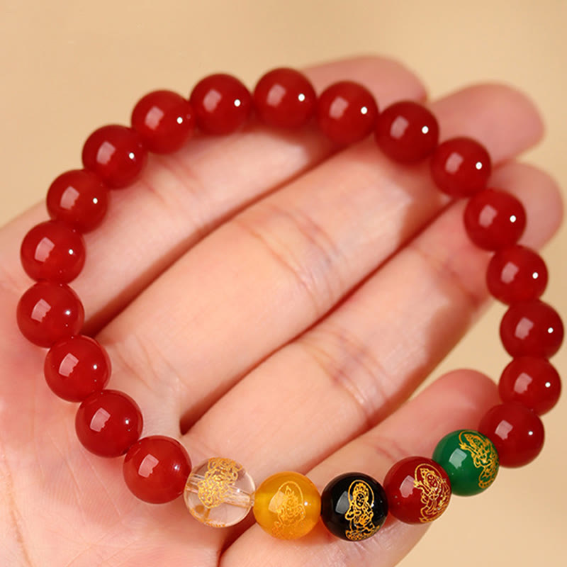 Wear FengShui Five Elements Various Agate Jambhala Luck Bracelet
