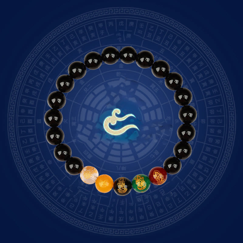 Wear FengShui Five Elements Various Agate Jambhala Luck Bracelet
