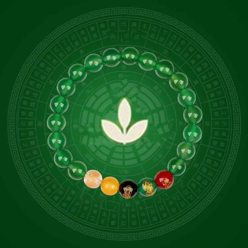 Wear FengShui Five Elements Various Agate Jambhala Luck Bracelet