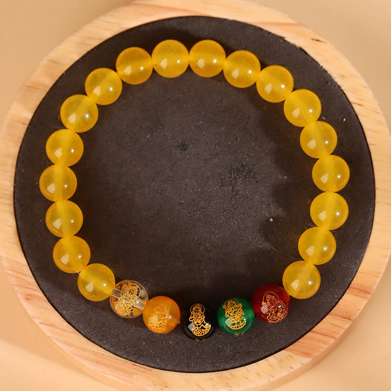 Wear FengShui Five Elements Various Agate Jambhala Luck Bracelet