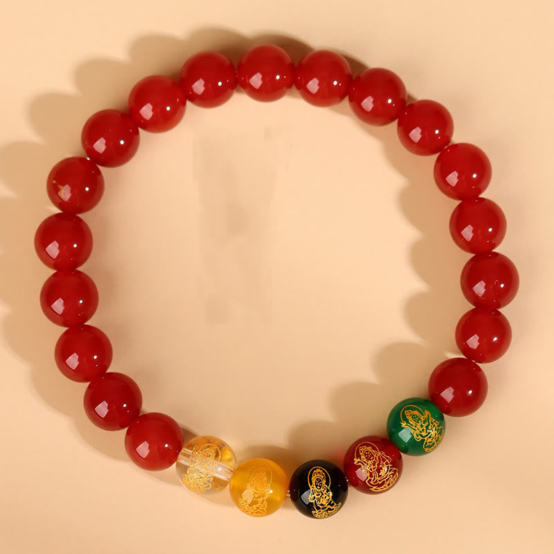 Wear FengShui Five Elements Various Agate Jambhala Luck Bracelet