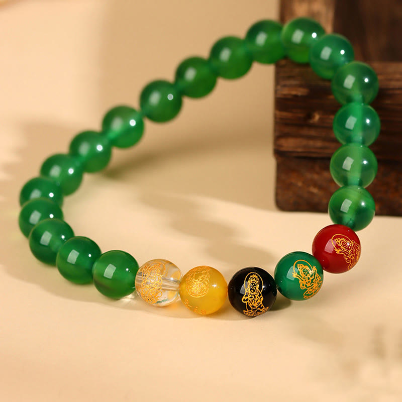 Wear FengShui Five Elements Various Agate Jambhala Luck Bracelet