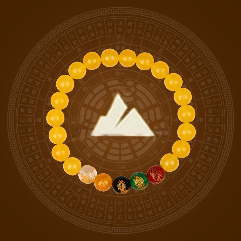 Wear FengShui Five Elements Various Agate Jambhala Luck Bracelet