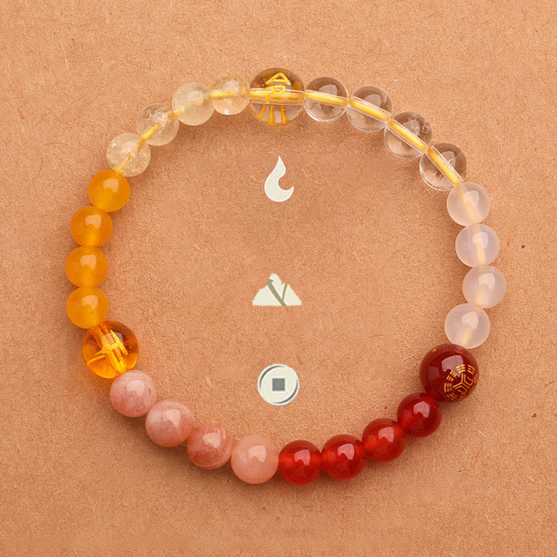 Wear FengShui Five Elements Various Agate Crystal Sun Stone Wisdom Bracelet