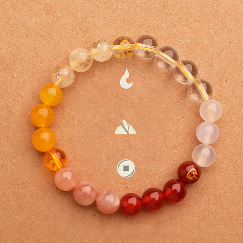 Wear FengShui Five Elements Various Agate Crystal Sun Stone Wisdom Bracelet