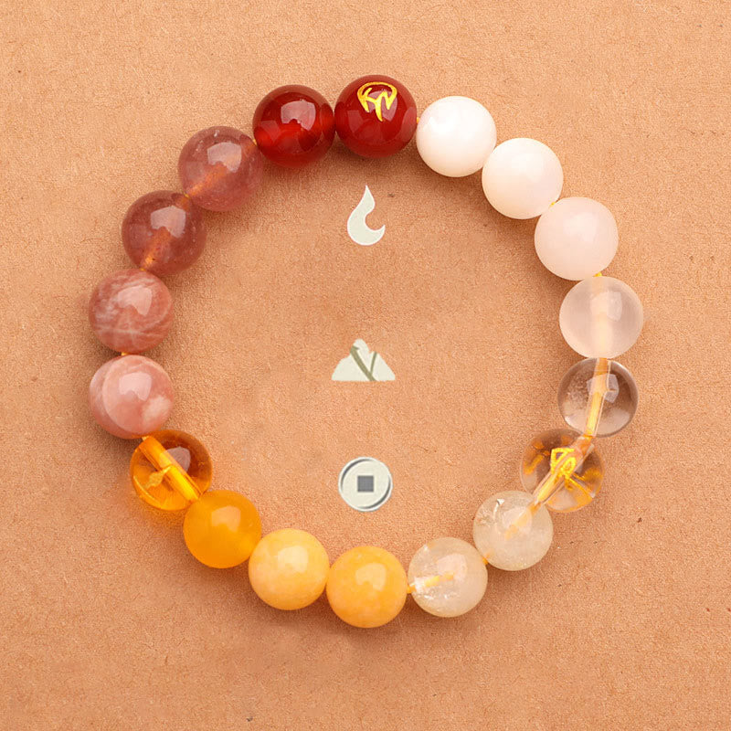 Wear FengShui Five Elements Various Agate Crystal Sun Stone Wisdom Bracelet