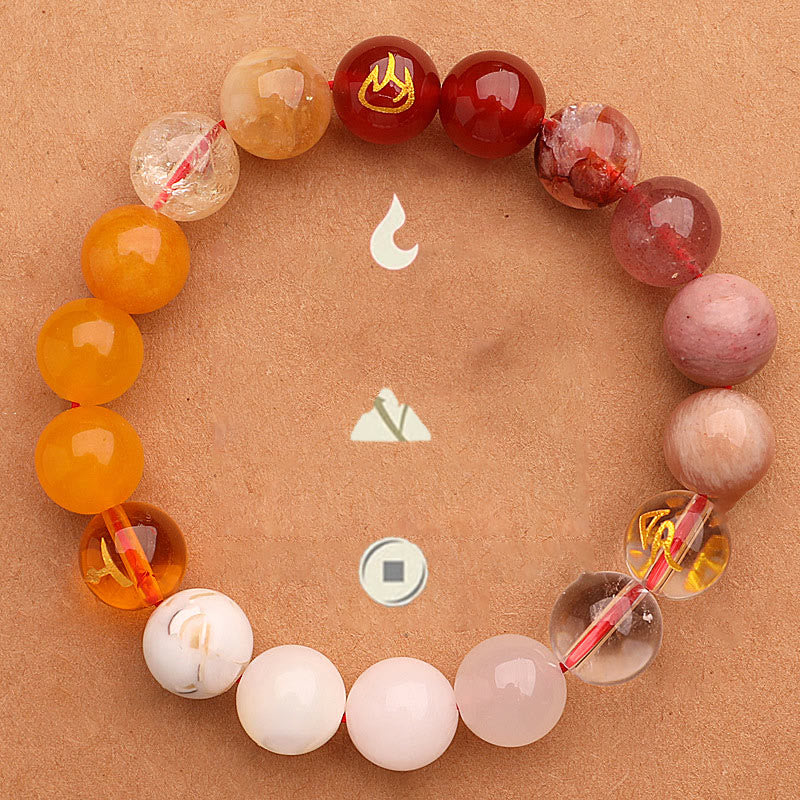 Wear FengShui Five Elements Various Agate Crystal Sun Stone Wisdom Bracelet