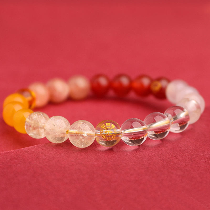 Wear FengShui Five Elements Various Agate Crystal Sun Stone Wisdom Bracelet