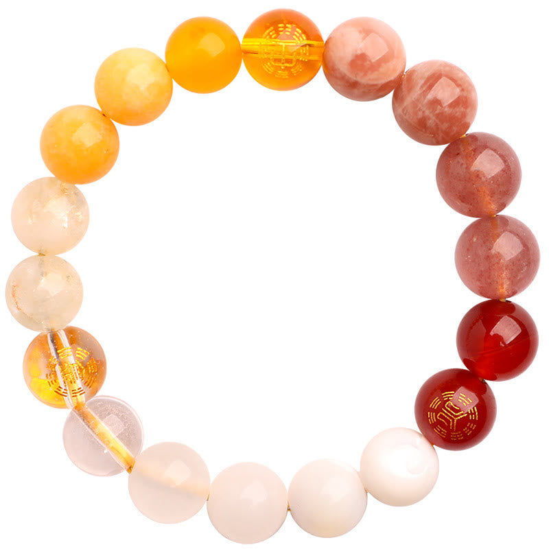 Wear FengShui Five Elements Various Agate Crystal Sun Stone Wisdom Bracelet