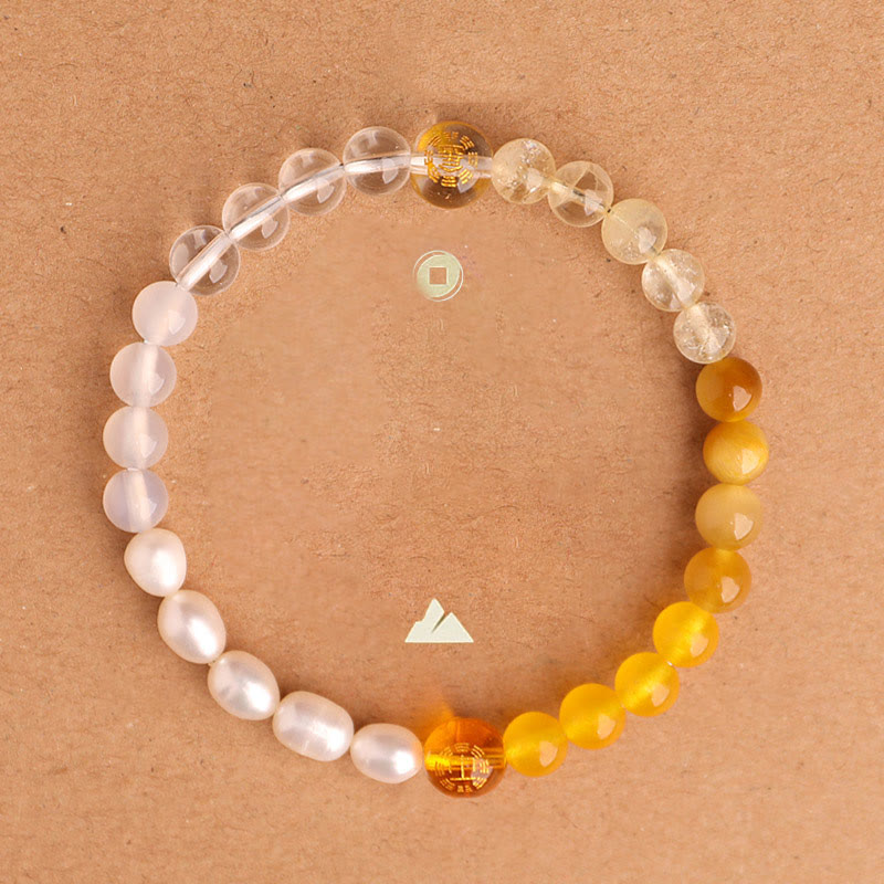 Wear FengShui Five Elements Various Agate Crystal Black Onyx Green Chalcedony Aquamarine Wisdom Bracelet