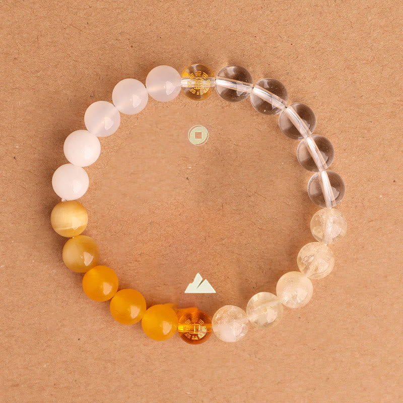 Wear FengShui Five Elements Various Agate Crystal Black Onyx Green Chalcedony Aquamarine Wisdom Bracelet