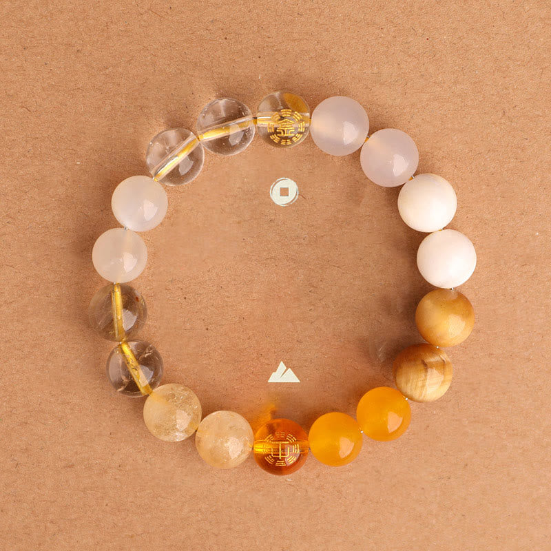 Wear FengShui Five Elements Various Agate Crystal Black Onyx Green Chalcedony Aquamarine Wisdom Bracelet