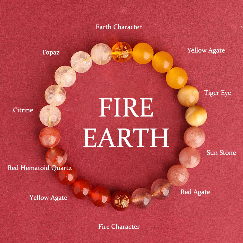Wear FengShui Five Elements Various Agate Crystal Black Onyx Green Chalcedony Aquamarine Wisdom Bracelet