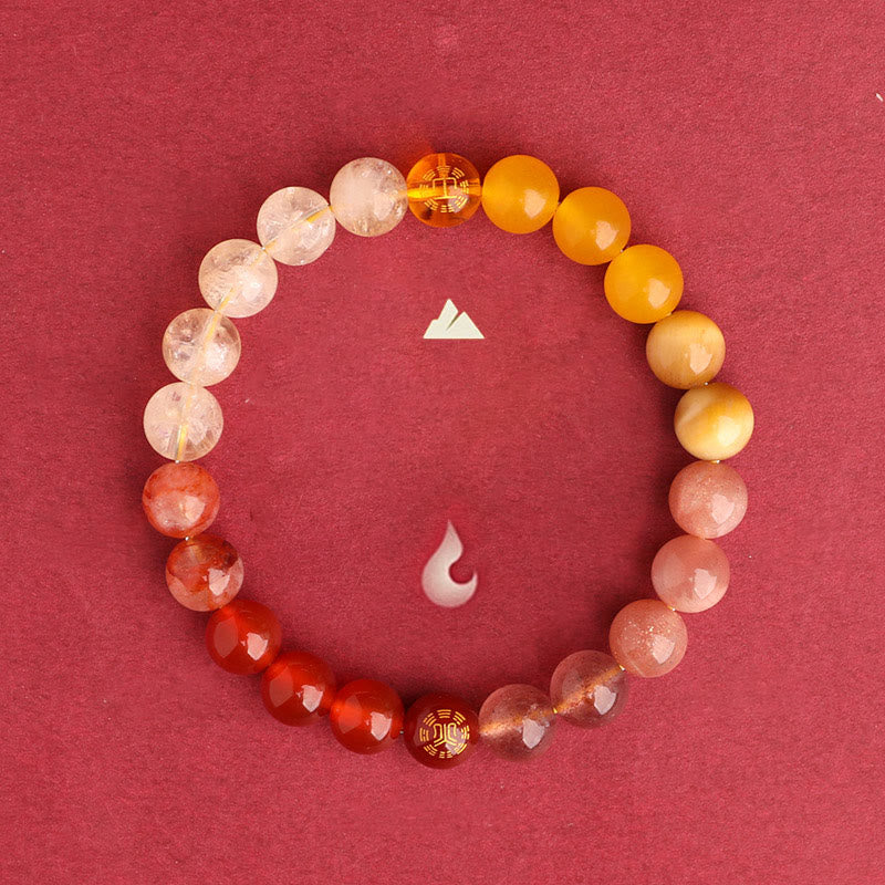 Wear FengShui Five Elements Various Agate Crystal Black Onyx Green Chalcedony Aquamarine Wisdom Bracelet