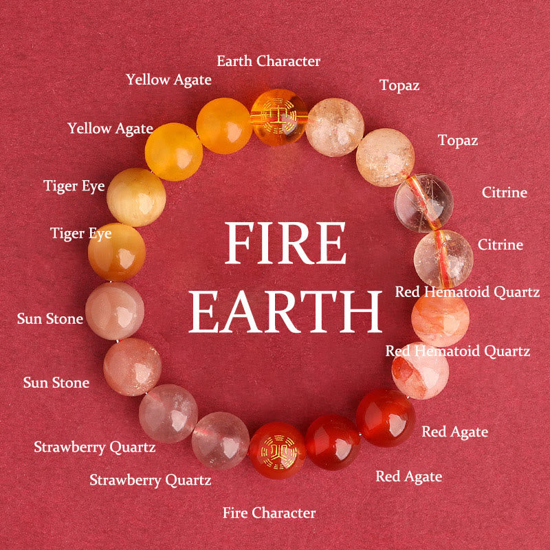Wear FengShui Five Elements Various Agate Crystal Black Onyx Green Chalcedony Aquamarine Wisdom Bracelet