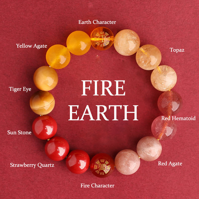 Wear FengShui Five Elements Various Agate Crystal Black Onyx Green Chalcedony Aquamarine Wisdom Bracelet