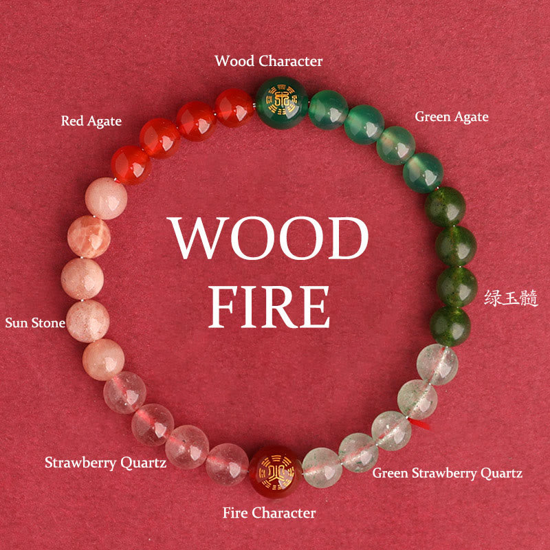 Wear FengShui Five Elements Various Agate Crystal Black Onyx Green Chalcedony Aquamarine Wisdom Bracelet