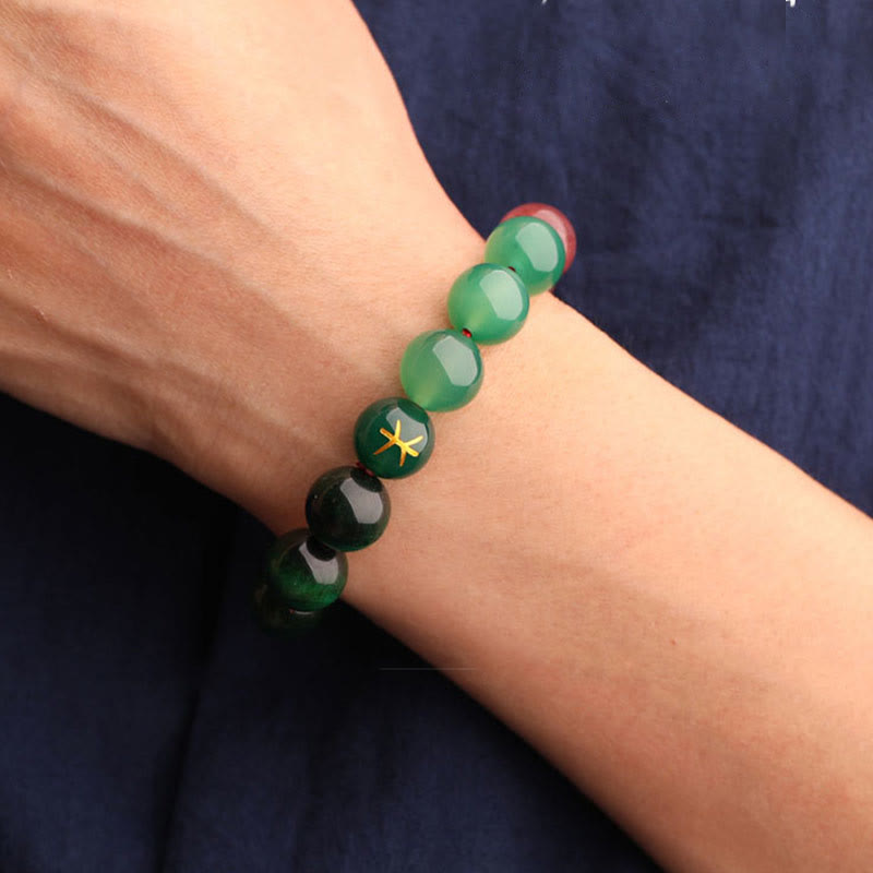 Wear FengShui Five Elements Various Agate Crystal Black Onyx Green Chalcedony Aquamarine Wisdom Bracelet