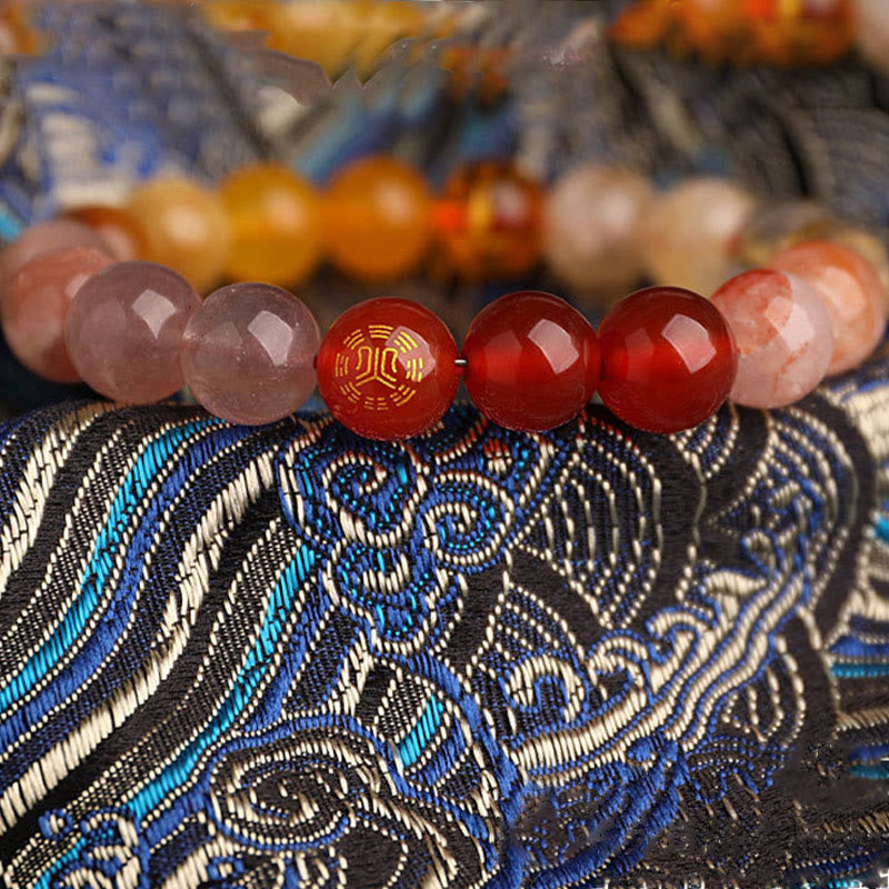 Wear FengShui Five Elements Various Agate Crystal Black Onyx Green Chalcedony Aquamarine Wisdom Bracelet