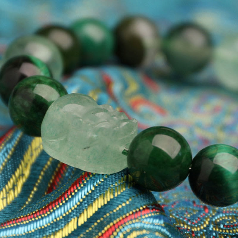 Wear Fengshui Five Elements Various Agate Crystal Green Strawberry Quartz Moss Agate Green Phantom Luck Bracelet