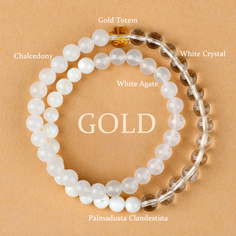 Wear FengShui Five Elements Various Agate Crystal Chalcedony White Crystal White Agate Luck Bracelet