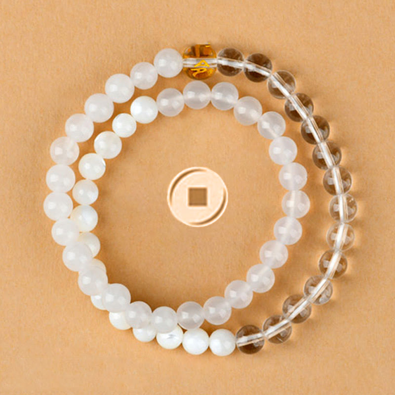 Wear FengShui Five Elements Various Agate Crystal Chalcedony White Crystal White Agate Luck Bracelet