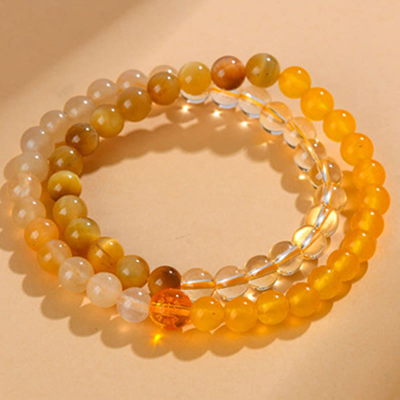 Wear FengShui Five Elements Various Agate Crystal Chalcedony White Crystal White Agate Luck Bracelet