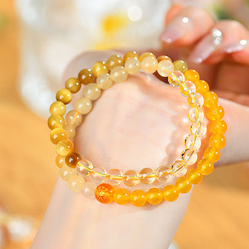 Wear FengShui Five Elements Various Agate Crystal Chalcedony White Crystal White Agate Luck Bracelet