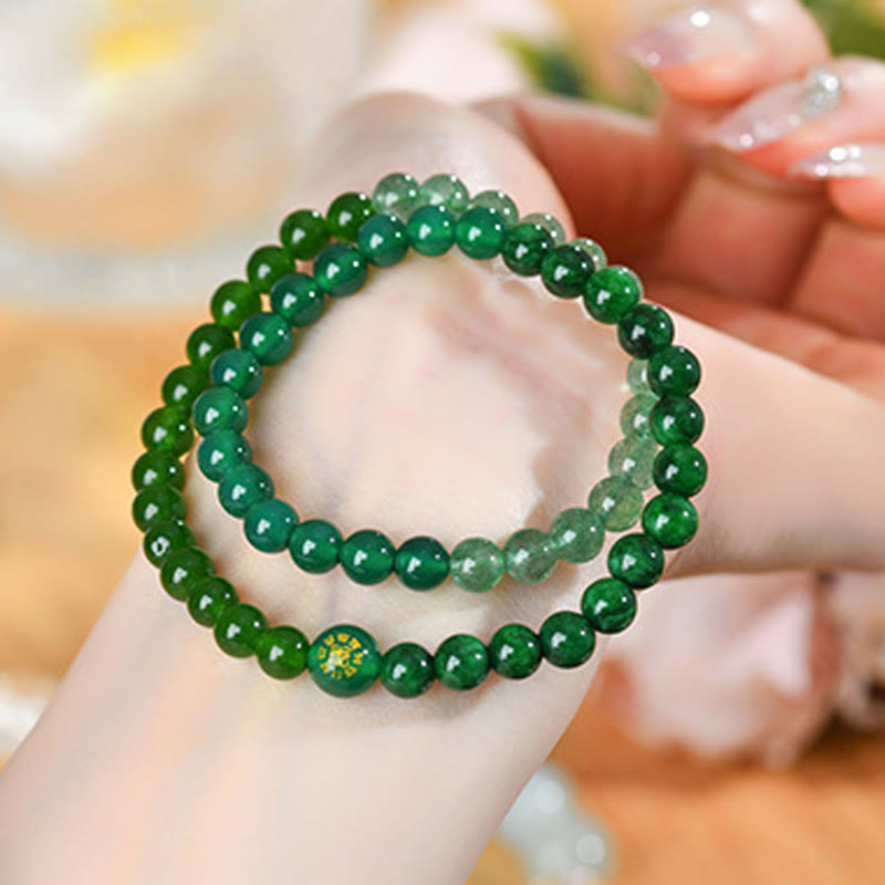 Wear FengShui Five Elements Various Agate Crystal Chalcedony White Crystal White Agate Luck Bracelet