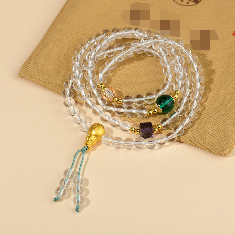 Wear FengShui 108 Mala Beads White Crystal Clarity Bracelet