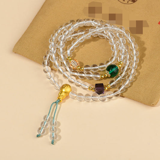 Wear FengShui 108 Mala Beads White Crystal Clarity Bracelet