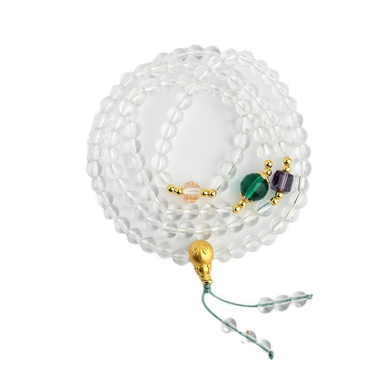 Wear FengShui 108 Mala Beads White Crystal Clarity Bracelet