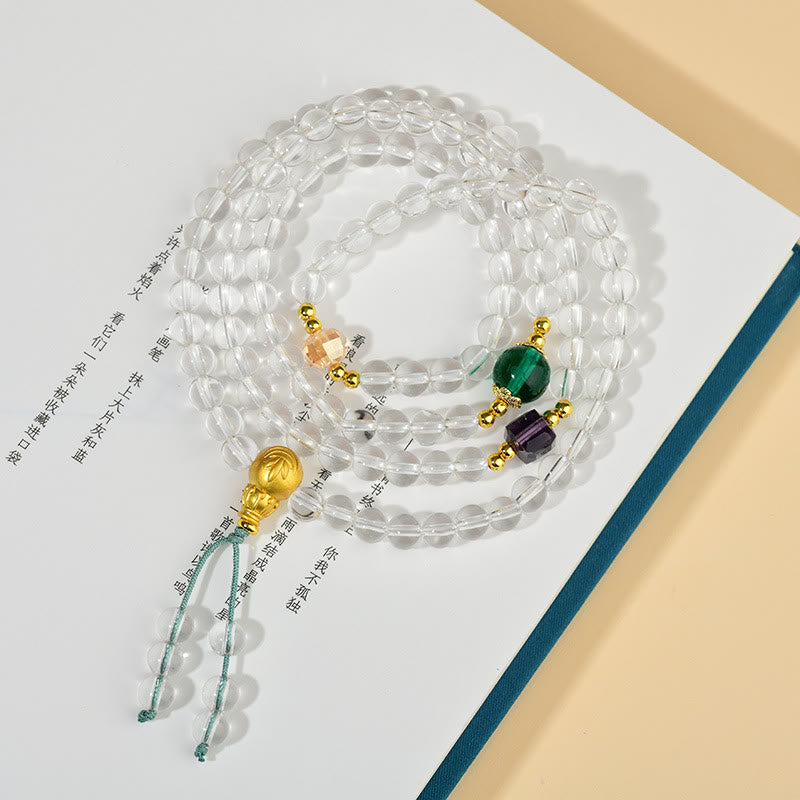 Wear FengShui 108 Mala Beads White Crystal Clarity Bracelet