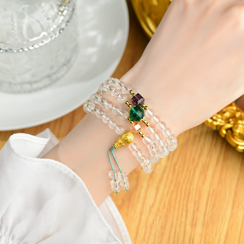 Wear FengShui 108 Mala Beads White Crystal Clarity Bracelet