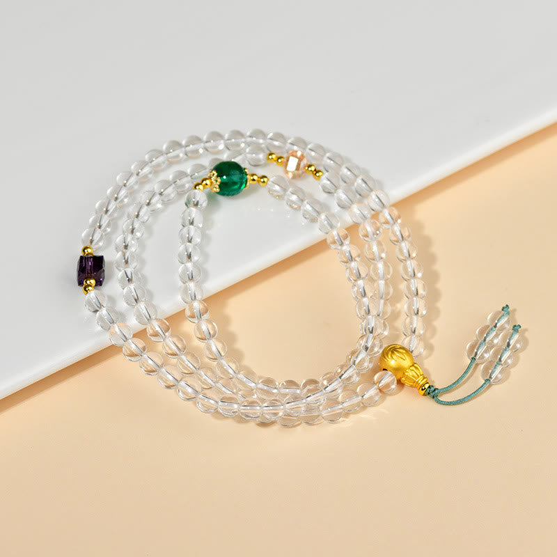 Wear FengShui 108 Mala Beads White Crystal Clarity Bracelet