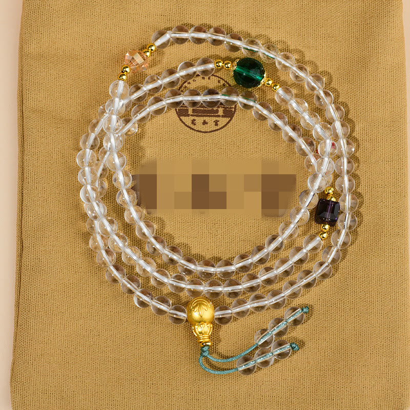 Wear FengShui 108 Mala Beads White Crystal Clarity Bracelet