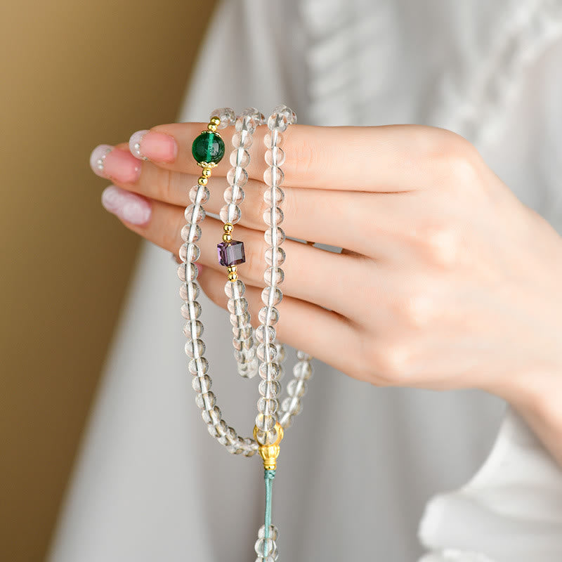 Wear FengShui 108 Mala Beads White Crystal Clarity Bracelet