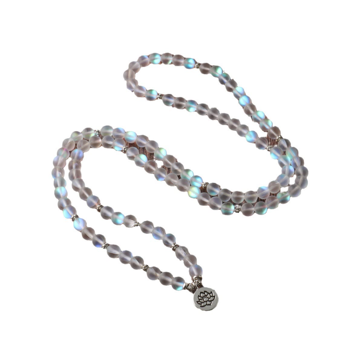 Wear FengShui 108 Mala Beads Glitter Stone Lotus Enlightenment Bracelet