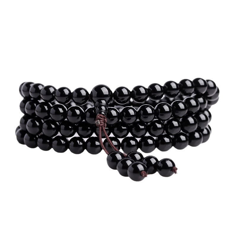 Wear FengShui 108 Mala Beads Black Obsidian lce Obsidian Fulfilment Bracelet