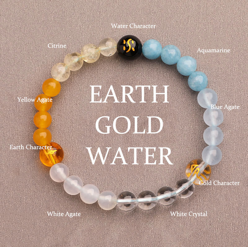 Wear FengShui Five Elements Various Agate Crystal Green Strawberry Quartz Sun Stone Wealth Bracelet
