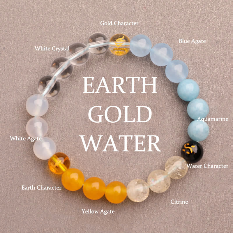 Wear FengShui Five Elements Various Agate Crystal Green Strawberry Quartz Sun Stone Wealth Bracelet