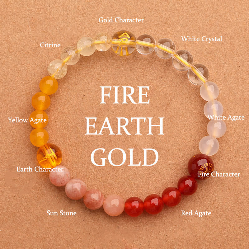 Wear FengShui Five Elements Various Agate Crystal Green Strawberry Quartz Sun Stone Wealth Bracelet