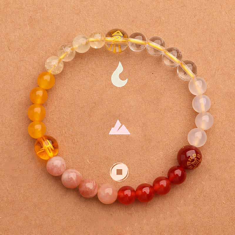 Wear FengShui Five Elements Various Agate Crystal Green Strawberry Quartz Sun Stone Wealth Bracelet