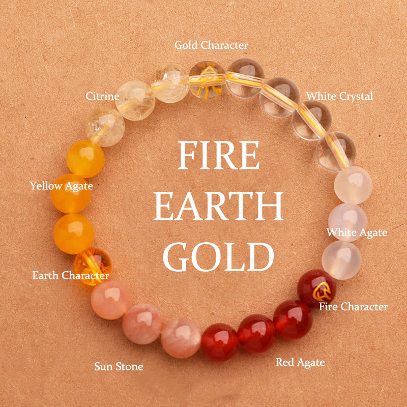 Wear FengShui Five Elements Various Agate Crystal Green Strawberry Quartz Sun Stone Wealth Bracelet