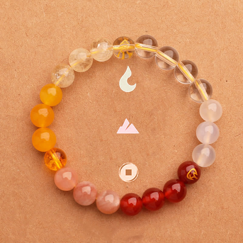 Wear FengShui Five Elements Various Agate Crystal Green Strawberry Quartz Sun Stone Wealth Bracelet