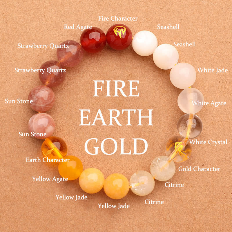 Wear FengShui Five Elements Various Agate Crystal Green Strawberry Quartz Sun Stone Wealth Bracelet