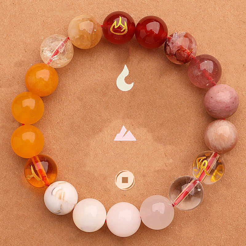 Wear FengShui Five Elements Various Agate Crystal Green Strawberry Quartz Sun Stone Wealth Bracelet