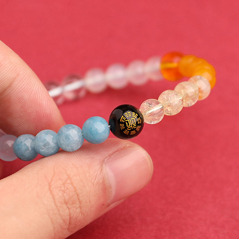 Wear FengShui Five Elements Various Agate Crystal Green Strawberry Quartz Sun Stone Wealth Bracelet