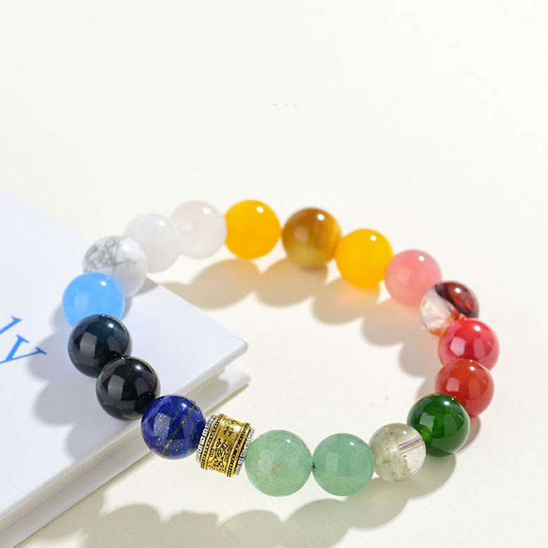 Wear FengShui Five Elements Various Agate Crystal Red Agate Gold Sheen Obsidian Yellow Agate Luck Bracelet