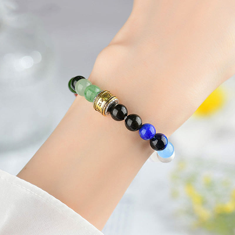 Wear FengShui Five Elements Various Agate Crystal Red Agate Gold Sheen Obsidian Yellow Agate Luck Bracelet